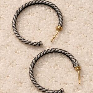 Twisted Silver and Gold Hoop Earrings